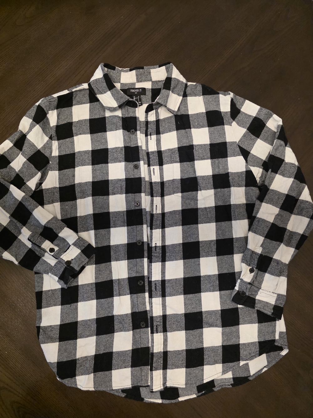 Forever 21 Black and White Check Button-Down Shirt